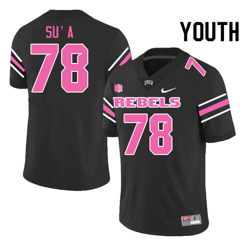 Youth #78 Mathyus Su'a UNLV Rebels College Football Jerseys Stitched-Black